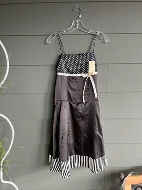 Y2k black satin dress with ribbon + bow